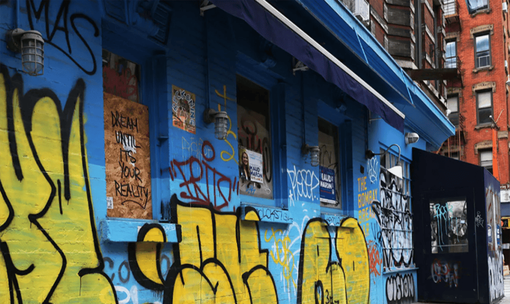 Photo of graffiti on a commercial building