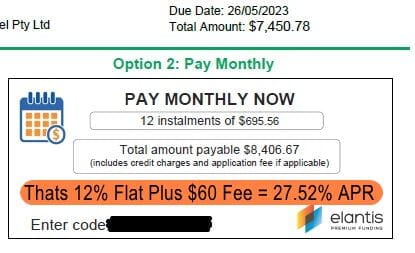 Arteva funding example, 5.87% flat
